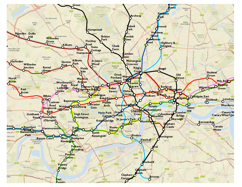 geographically-accurate London tube map