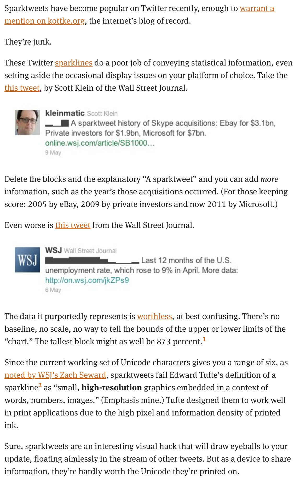 Sparktweets critique